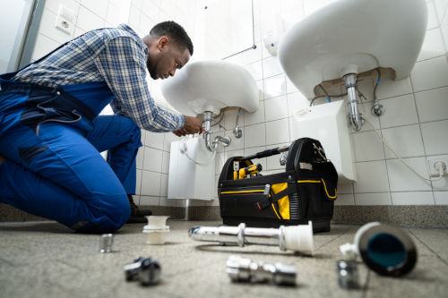 Plumber at work